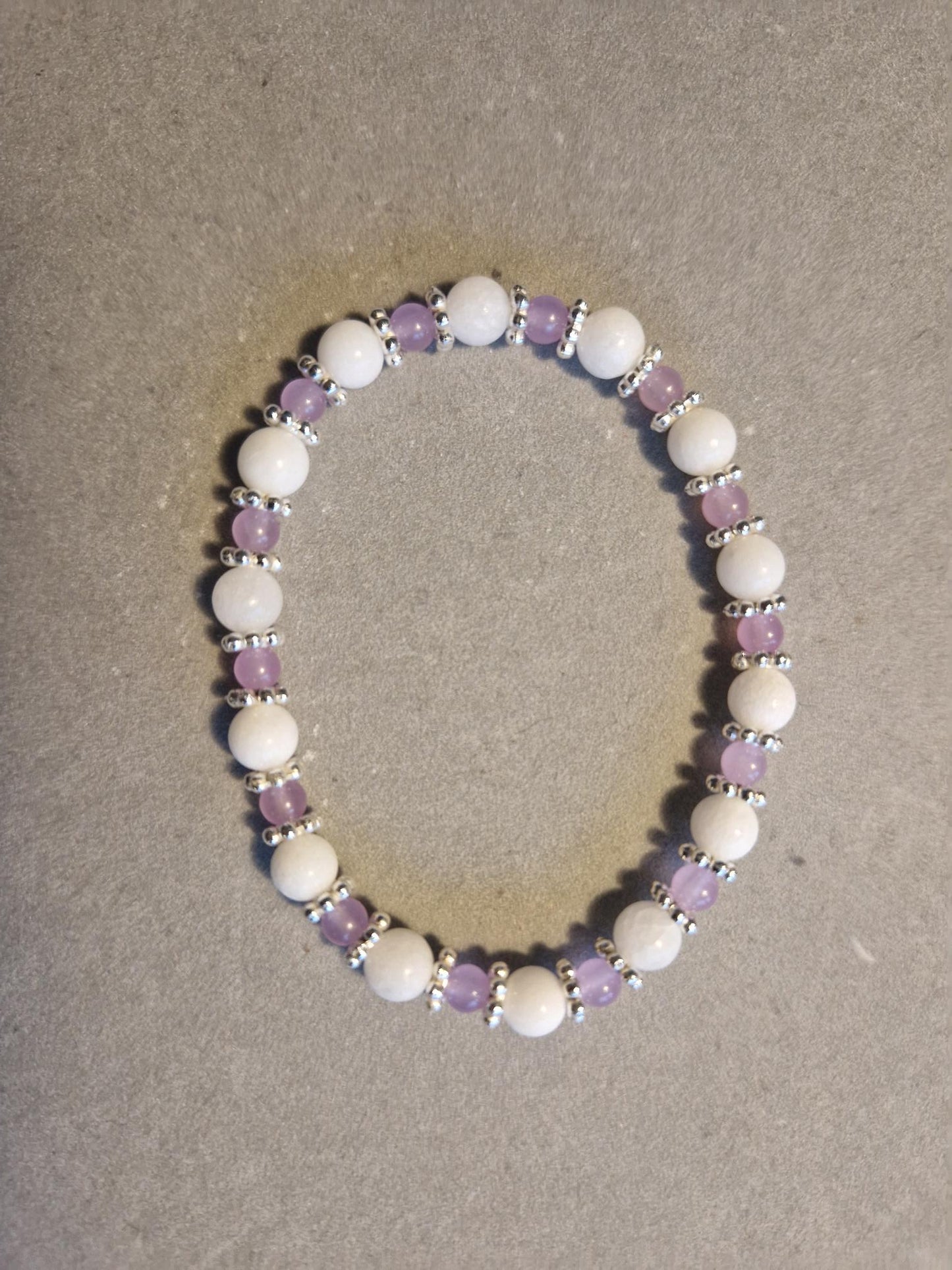 Unique Bracelet - Alabaster/Jade/Silver daisy