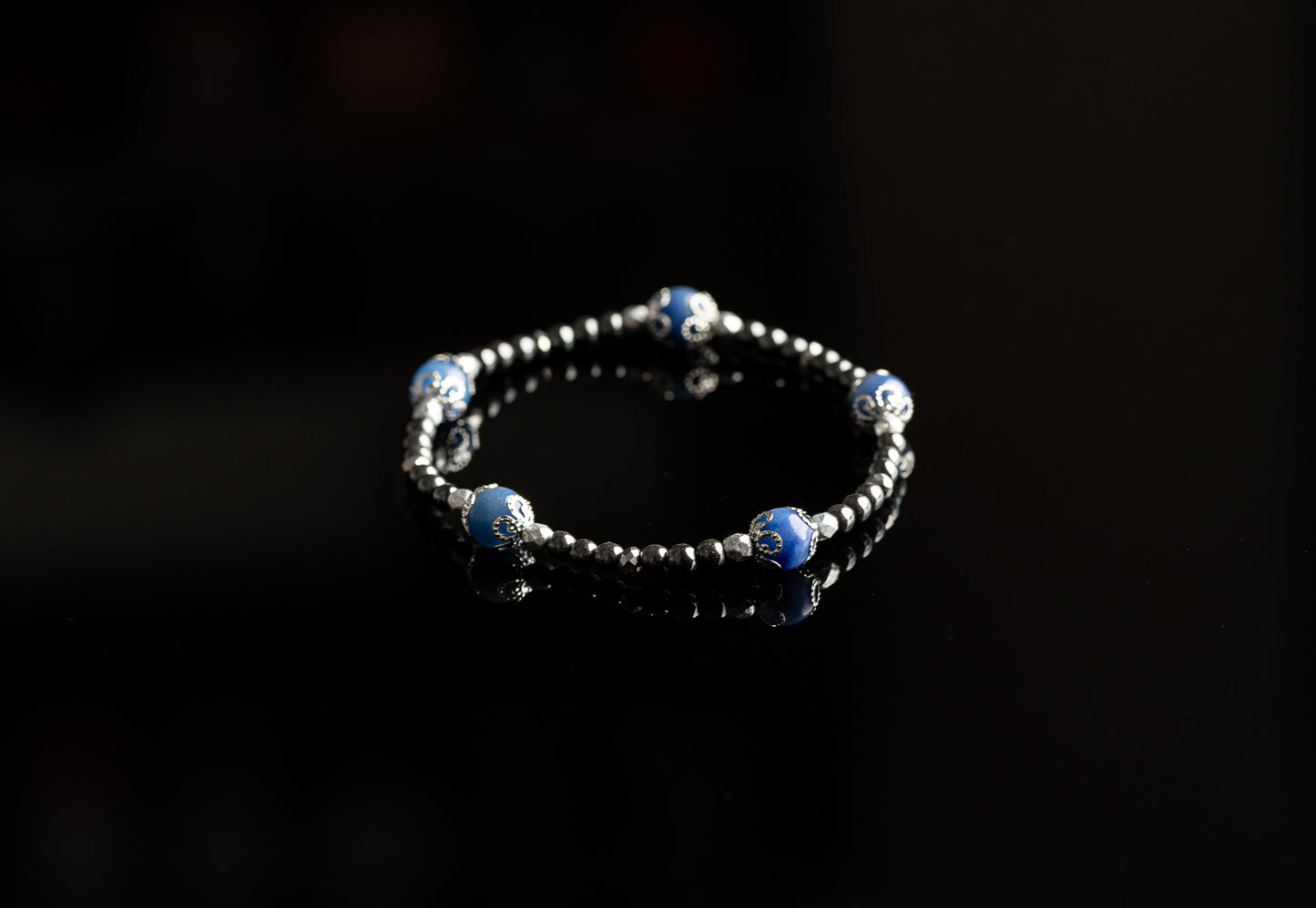 Unique Bracelet - Sodalite / Hematite / Silver bracelet
