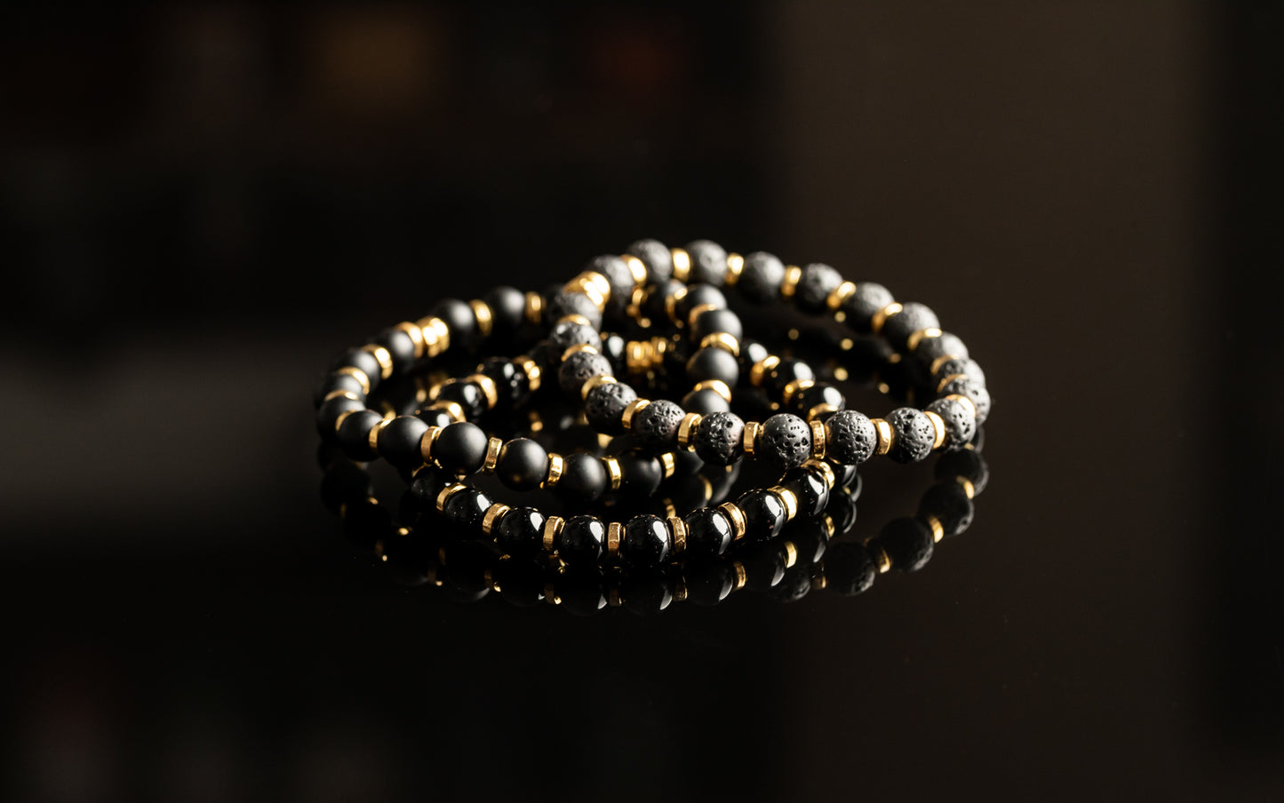 Unique Bracelet - Onyx / Gold bracelet