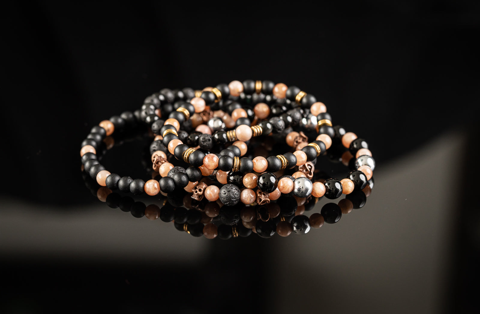 HELIOS COLLECTION - Sunstone / Onyx / Hematite bracelet