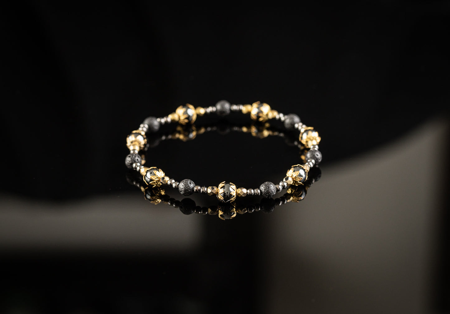 PYRE COLLECTION - Hematite / Lava / Gold bracelet