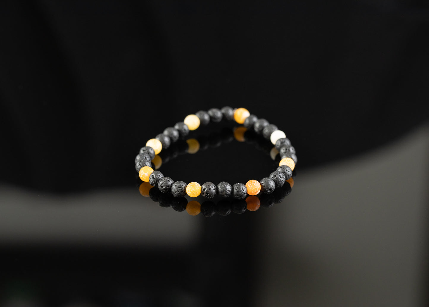 LIMITED HALLOWEEN COLLECTION - Lava / Yellow Cracked Agate bracelet