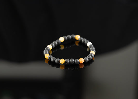 LIMITED HALLOWEEN COLLECTION - Lava / Yellow Cracked Agate bracelet