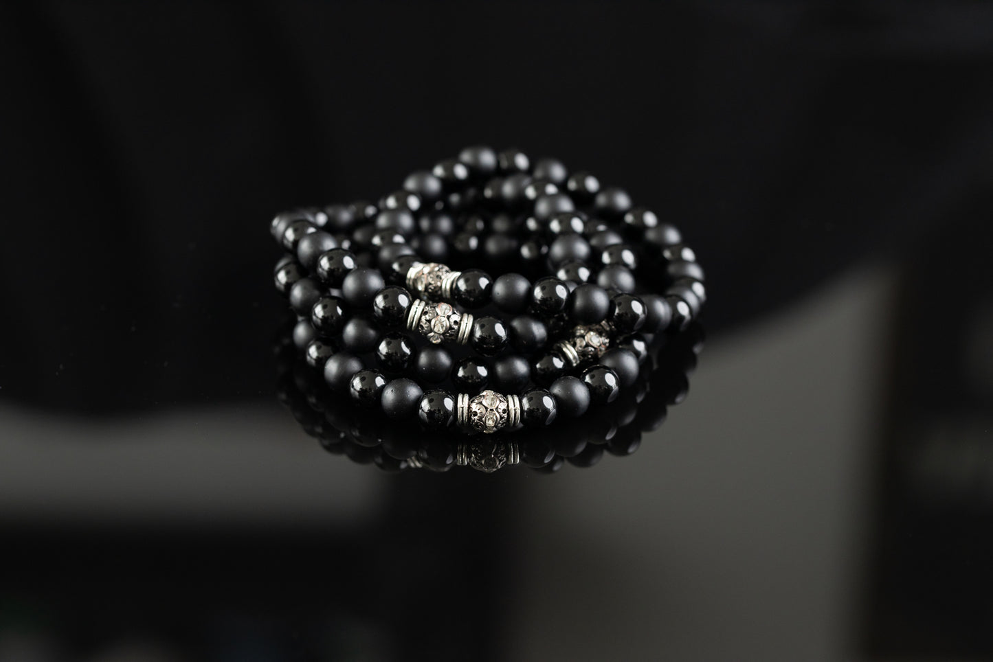 CASSIOPEIA COLLECTION - Onyx / Silver ornament bracelet
