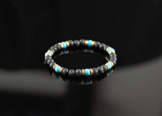 IRIS COLLECTION - Turquoise / Lava / Gold bracelet