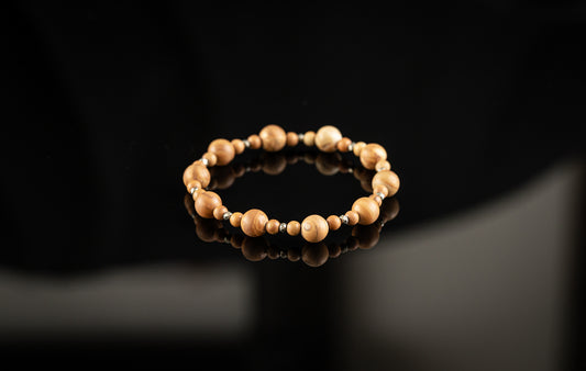 Unique Bracelet - Wood Jasper / Silver bead bracelet
