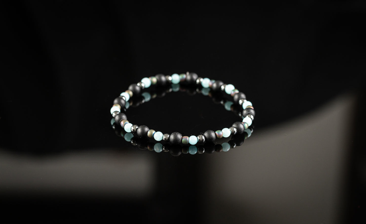 THEIA COLLECTION - Blue Jade / Flourite / Hematite / Onyx bracelet