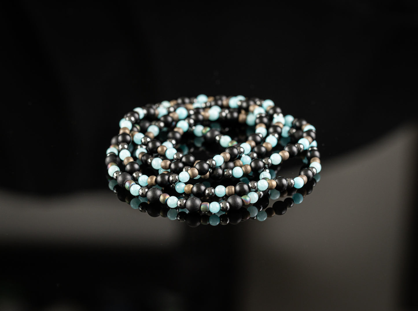 THEIA COLLECTION - Blue Jade / Flourite / Hematite / Onyx bracelet