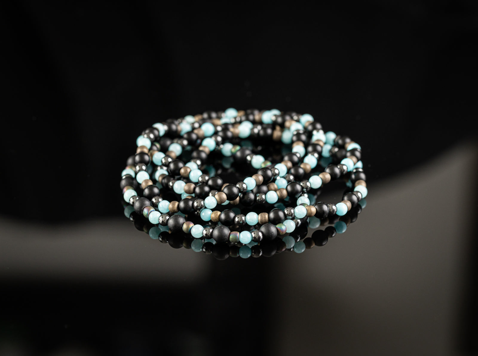 THEIA COLLECTION - Blue Jade / Flourite / Hematite / Onyx bracelet