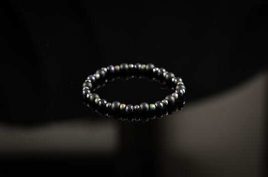 ANDROMEDA COLLECTION - Blue Sandstone / Flourite / Onyx / Hematite bracelet