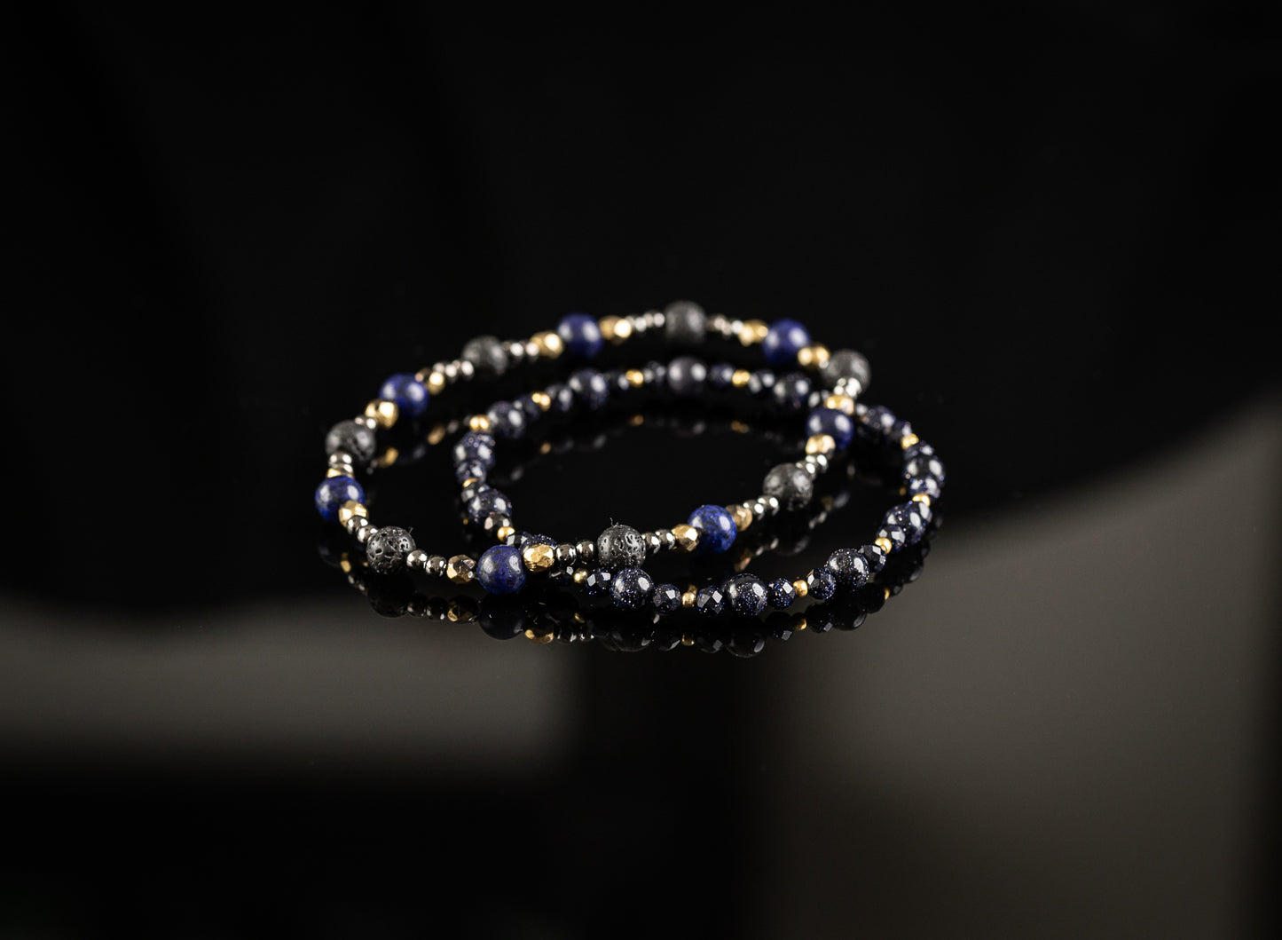 ANDROMEDA COLLECTION - Blue Sandstone / Gold bracelet