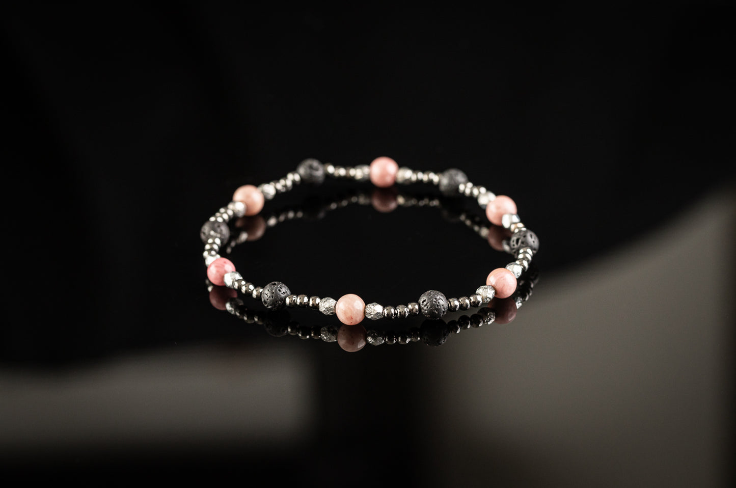 ANDROMEDA COLLECTION - Rhodochrosite / Lava / Hematite bracelet