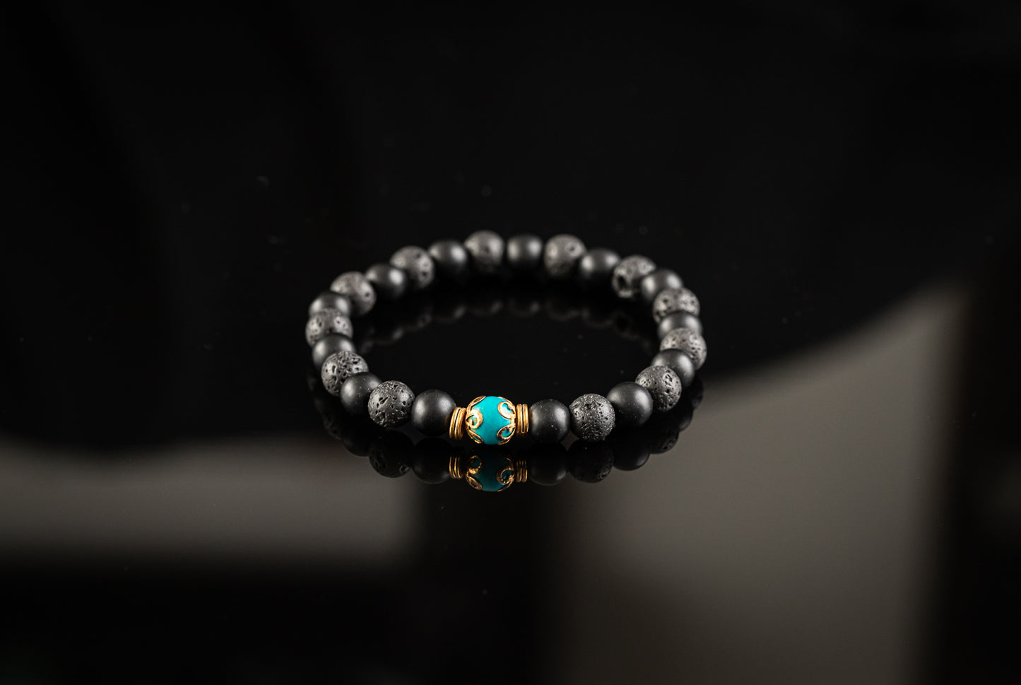IRIS COLLECTION - Turquoise / Onyx / Lava / Gold bracelet