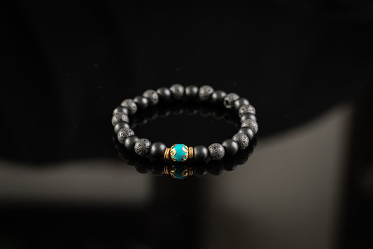 IRIS COLLECTION - Turquoise / Onyx / Lava / Gold bracelet