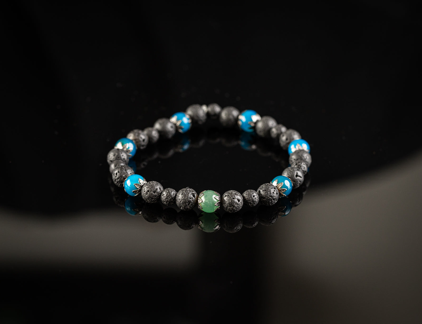 POSEIDON COLLECTION - Blue Agate / Green Aventurine / Lava bracelet