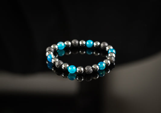 POSEIDON COLLECTION - Blue Agate / Hematite / Lava bracelet