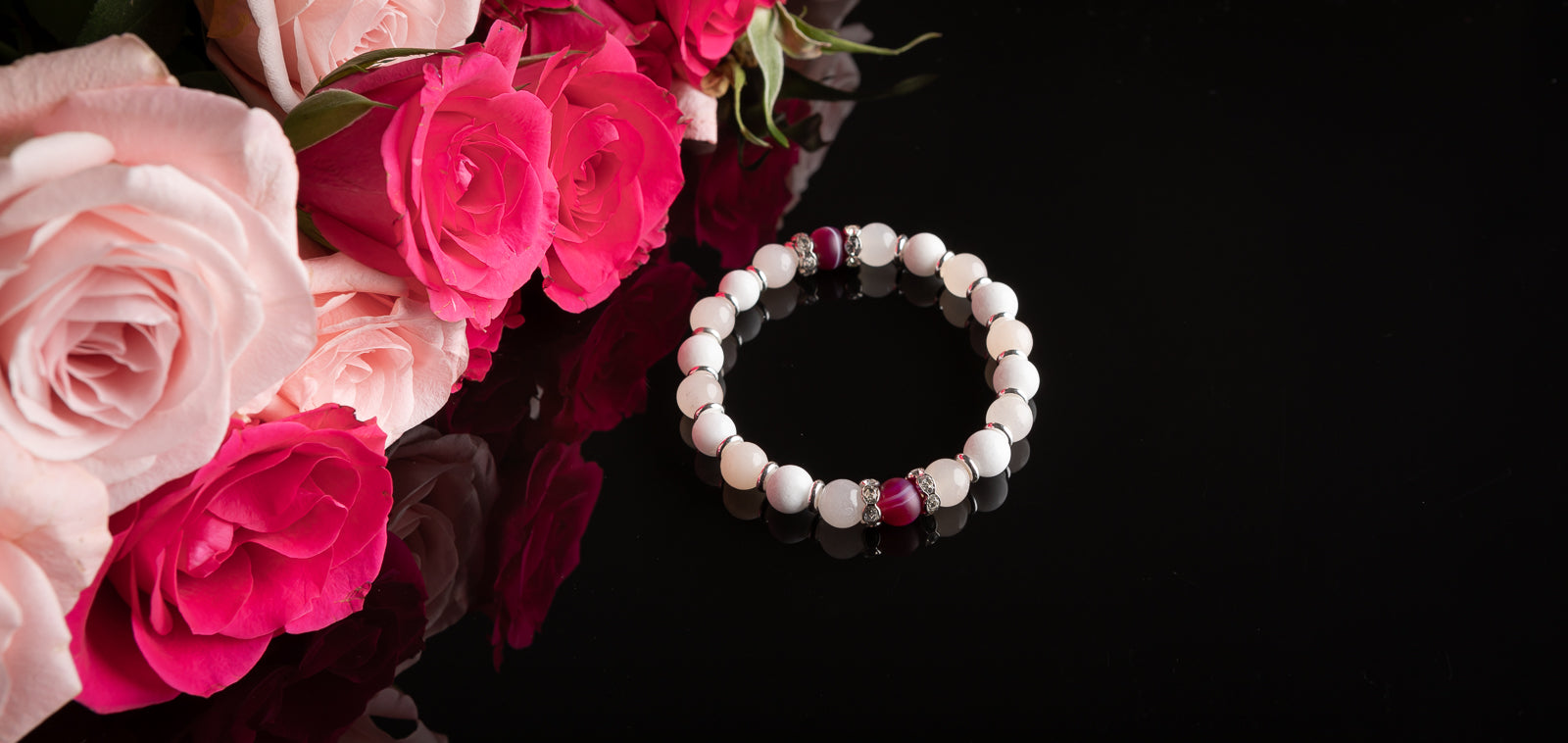 VALENTINES DAY LIMITED COLLECTION 2023 - Amethyst / White Jade / White Agate bracelet