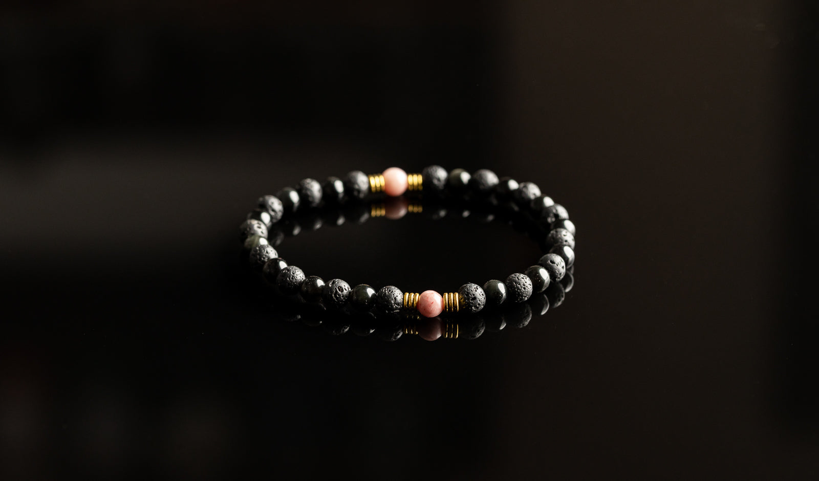 HELIOS COLLECTION - Sunstone / Onyx / Lava / Gold bracelet