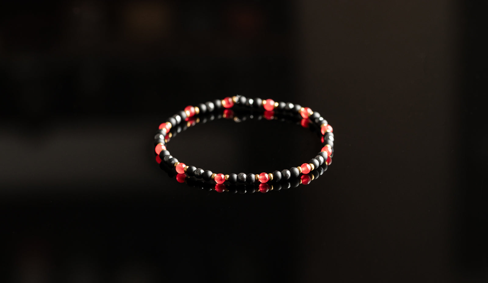 Unique Bracelet - Red Jade / Onyx / Hematite bracelet