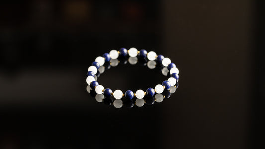 APHRODITE COLLECTION - Lapis Lazuli / White Jade / Gold bracelet