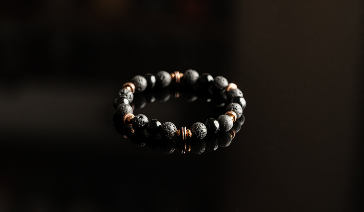 Unique Bracelet - Onyx / Lava / Copper bracelet