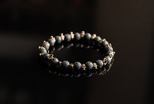 SKULL COLLECTION - Lava / Brass skull bracelet
