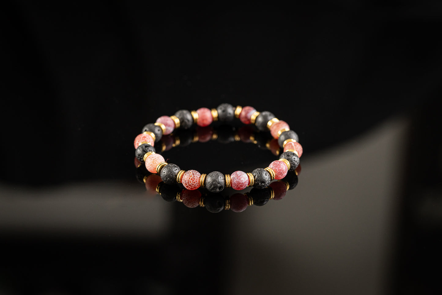 LIMITED HALLOWEEN COLLECTION - Lava / Red Cracked Agate bracelet