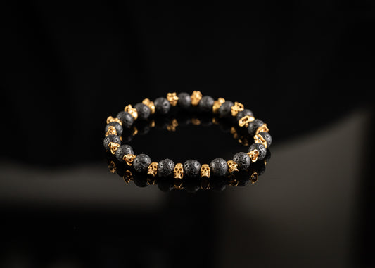 SKULL COLLECTION - Lava / Gold skull bracelet