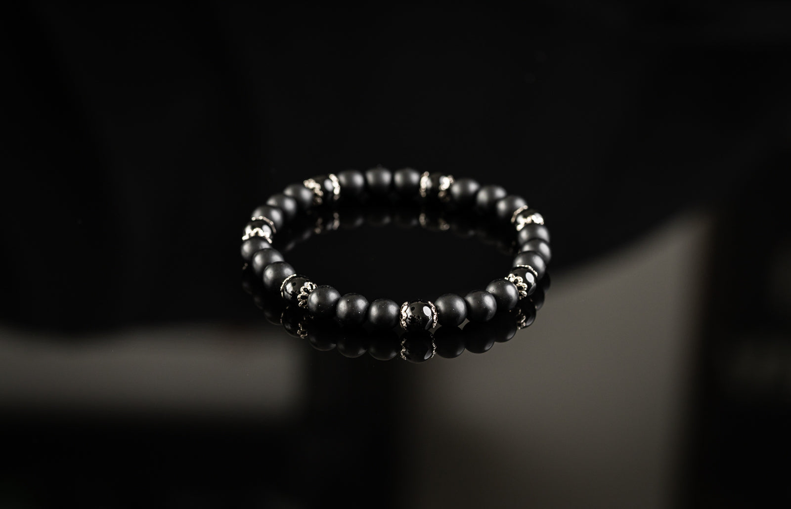 CHAOS COLLECTION - Onyx / Tourmaline / Silver bracelet