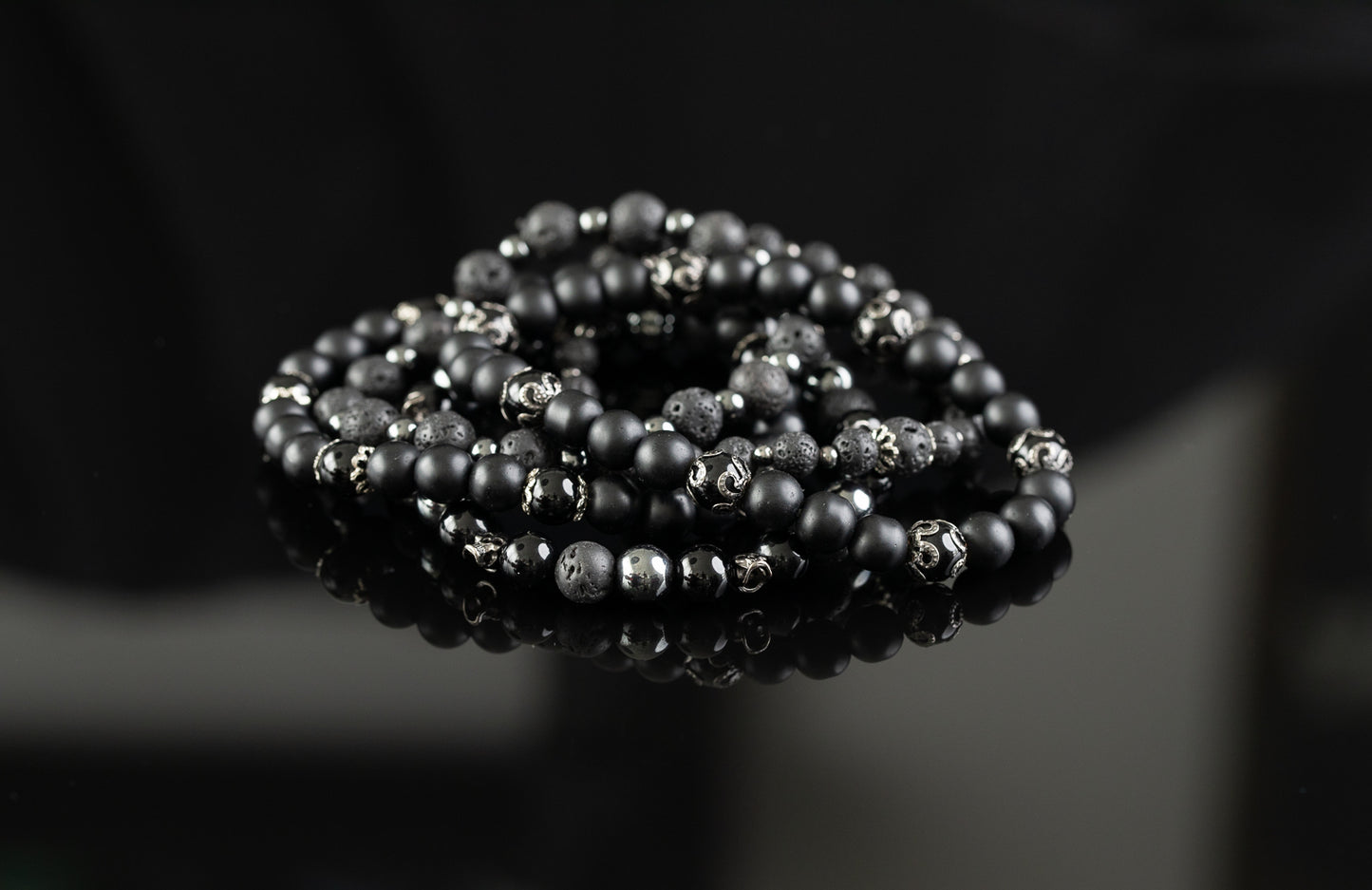 CHAOS COLLECTION - Onyx / Tourmaline / Silver bracelet