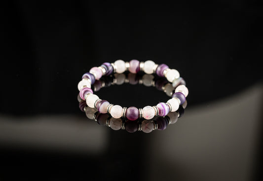 Unique Bracelet - Matt Amethyst / Agate / Silver bracelet