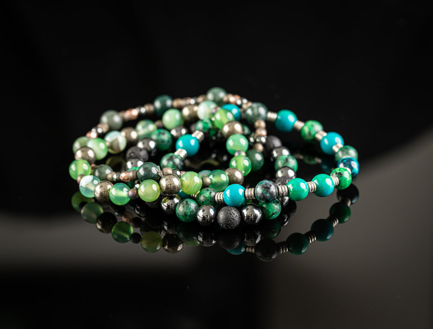 GAIA COLLECTION - Moss Agate / Hematite / Flourite bracelet