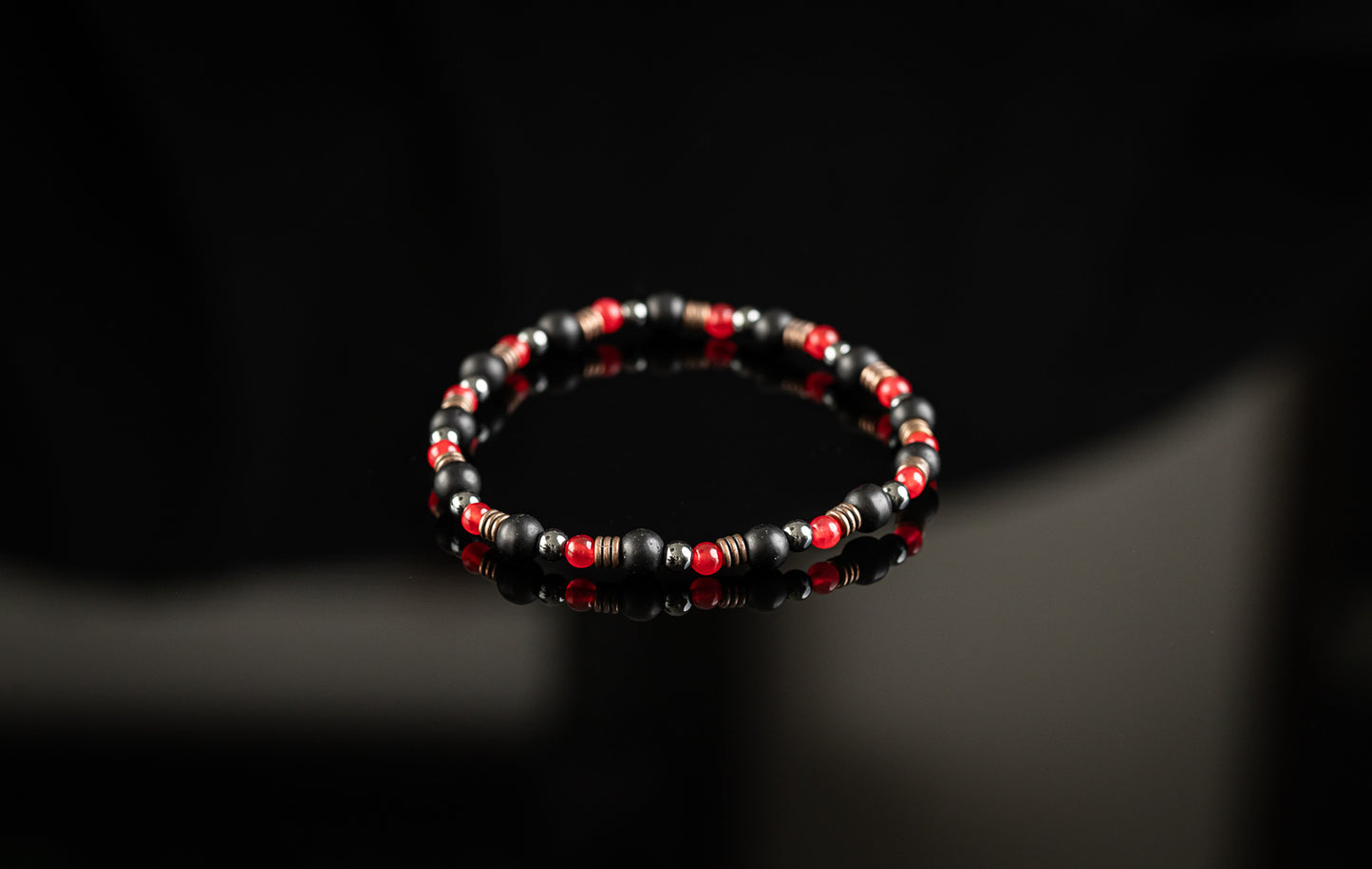 ICHOR COLLECTION - Red Jade / Hematite / Onyx / Copper bracelet