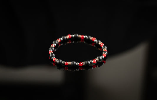 ICHOR COLLECTION - Red Jade / Hematite / Onyx / Copper bracelet