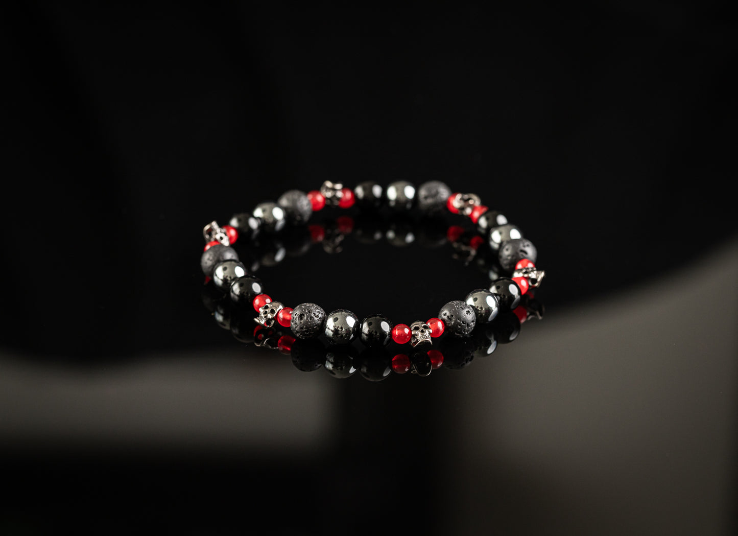 ICHOR COLLECTION - Red Jade / Onyx / Lava / Hematite / Skull bracelet