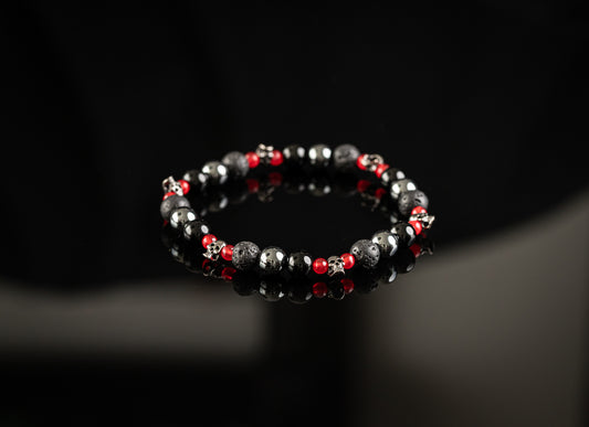 ICHOR COLLECTION - Red Jade / Onyx / Lava / Hematite / Skull bracelet