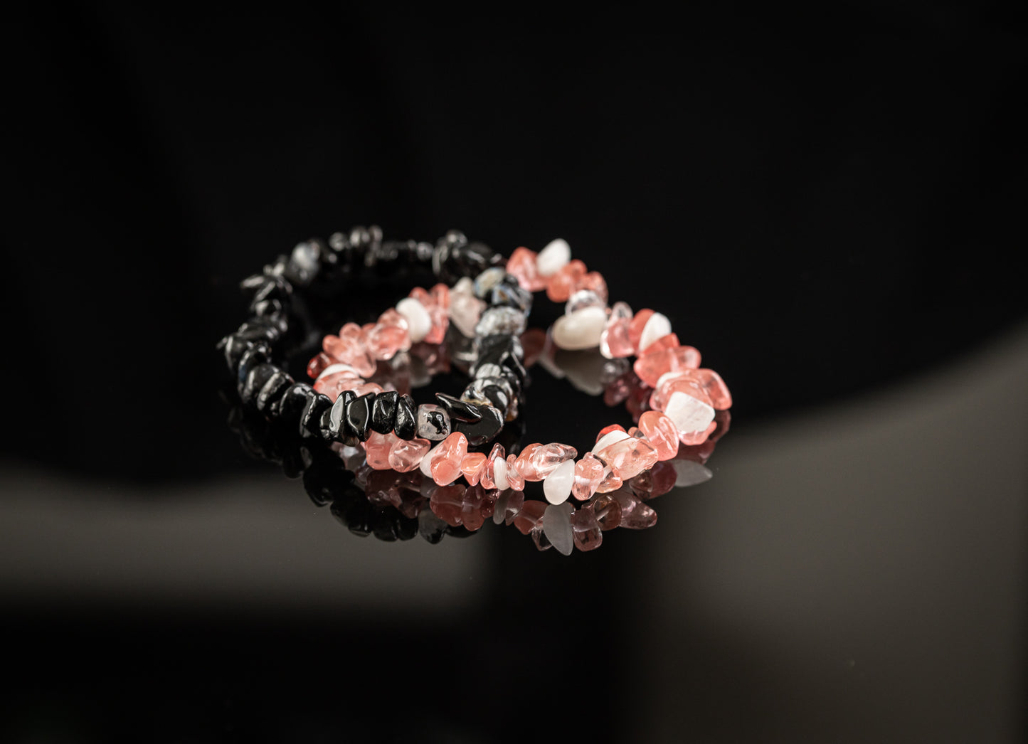 ZEUS COLLECTION - Snowflake Obsidian / Tourmaline / Chip bracelet