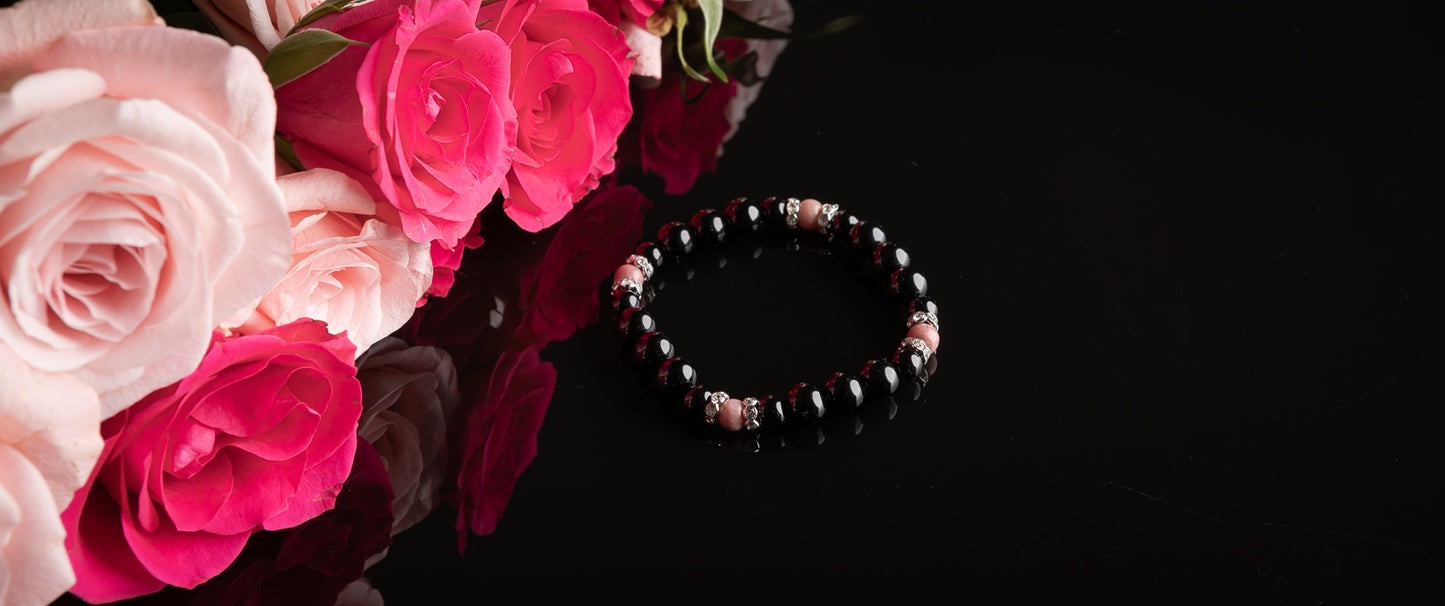 VALENTINES DAY LIMITED COLLECTION 2023 - Rhodochrosite / Onyx bracelet