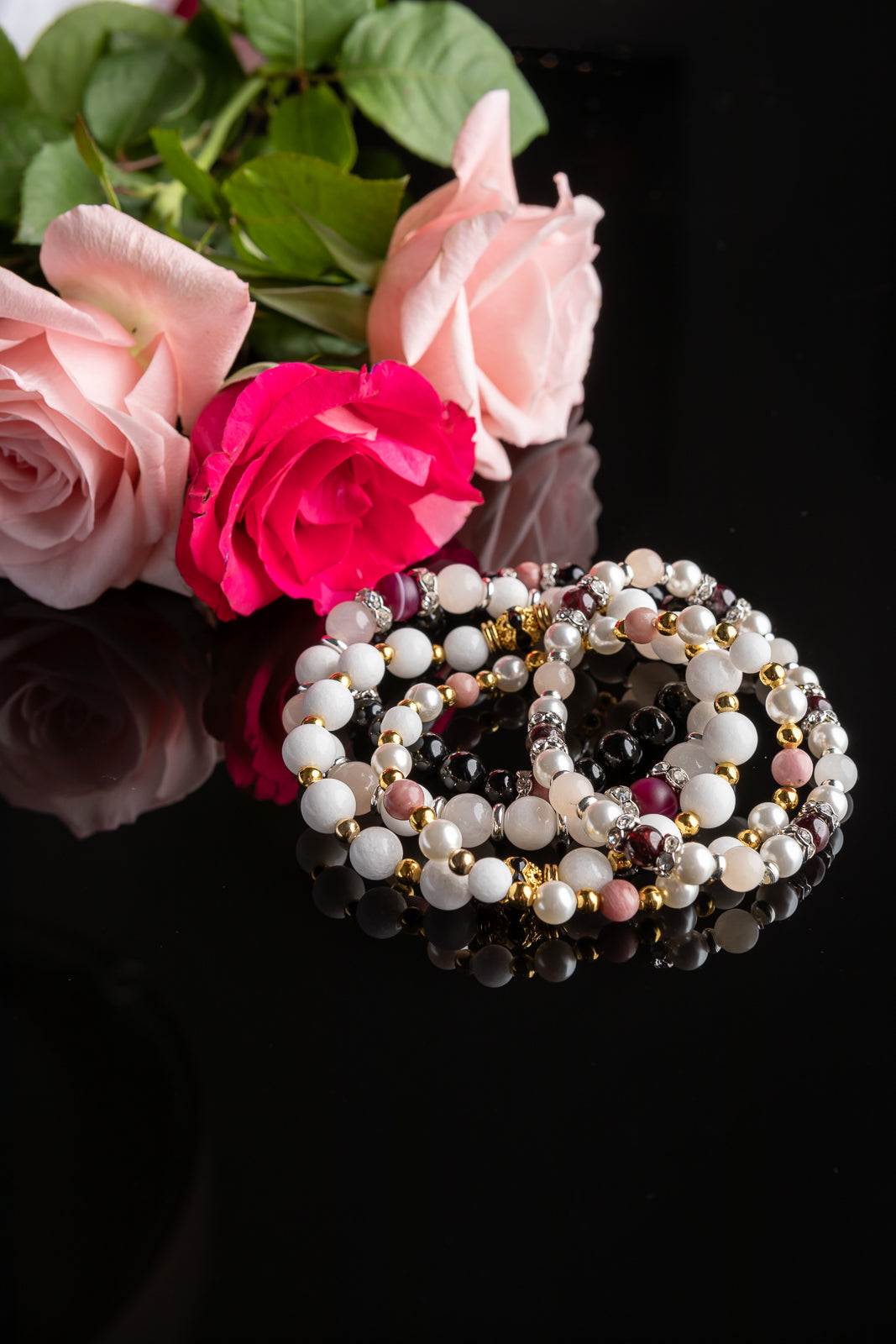 VALENTINES DAY LIMITED COLLECTION 2023 - Rhodochrosite / Onyx bracelet